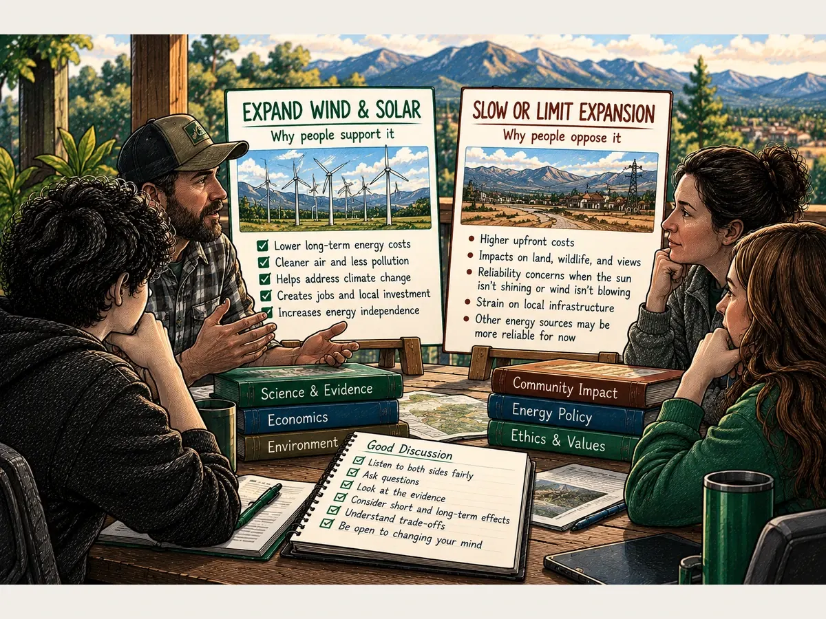 People consider the strongest cases for and against expanding renewable energy, including community trade-offs.